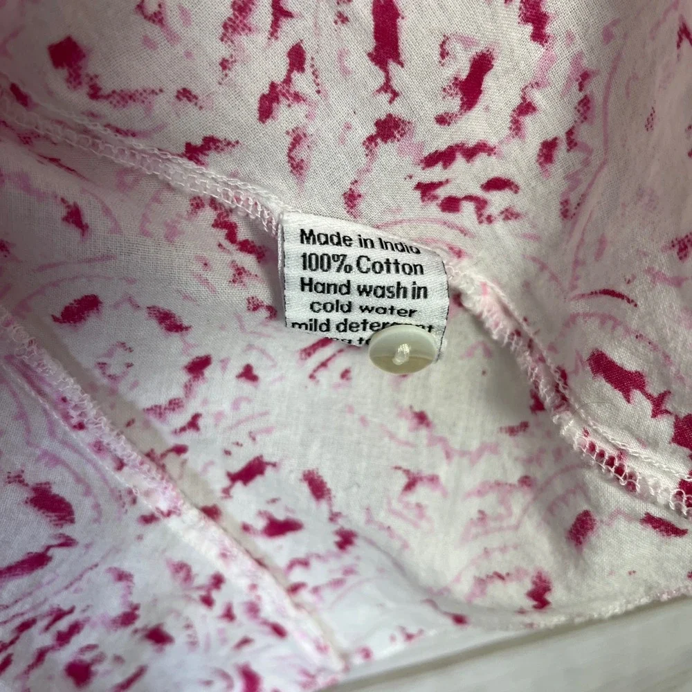 One season Australia Floral Tunic Top Pink Resort 3/4 thin‎ cotton coverup L